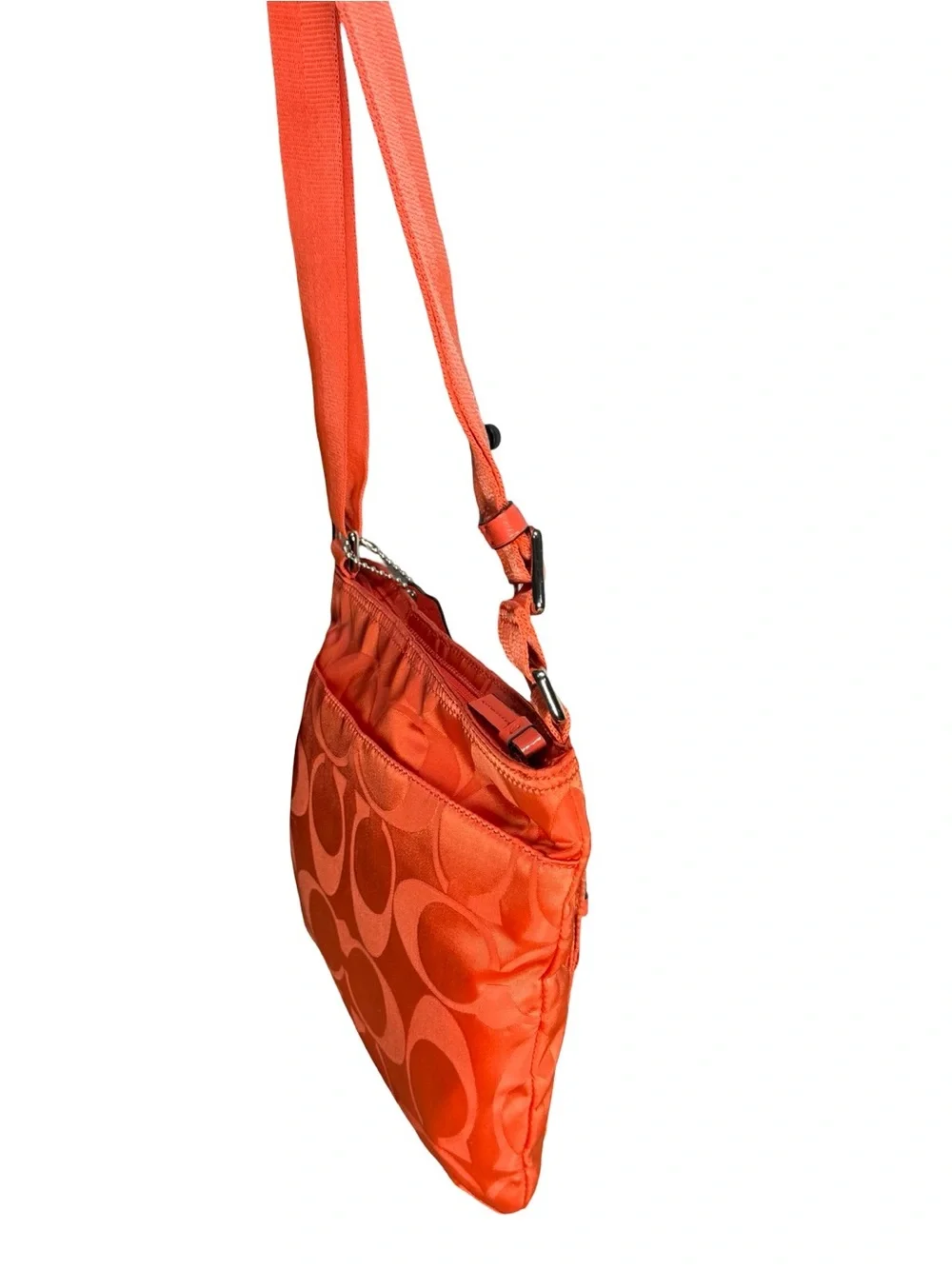 Coach Getaway Bright Coral Orange Zip Top Handbag Shoulder Bag F17740